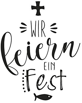 Rayher Hobby 29115000 Holzstempel Wir Feiern Fest, 6 x 7 cm, Textstempel für Einladungen bei Hochzeit, Taufe, Kommunion, Konfirmation, Butterer Schrift-Stempel, Braun