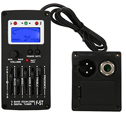 Tbest Guitar Preamp,Guitar Preamp Equalizer Digital Tuner,F 5T 5Band Equalizer Pickup,Digital Tuner Pickup Acoustic Electric Guitar Preamplifier Tuner with LCD Tuner and Volume Control acoustic guitar