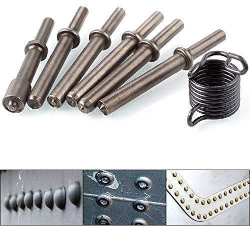 Abuff Drucklufthammer-Niet-Bits, Abuff pneumatisches Luftniethammer-Set für Schaft, 0,401 Meißel/Drucklufthammer, Niet-Sets mit Feder, 7 Stück