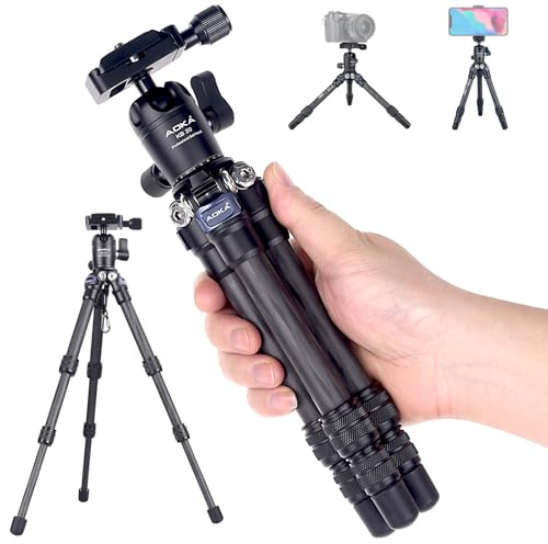 AOKA 15.75/0.99 lbs Mini Carbon Fiber Tripod, Compact Pocket Travel Tabletop Tripod for Mobile Phones, Mirrorless Cameras, Digital Cameras, Projectors, Webcams