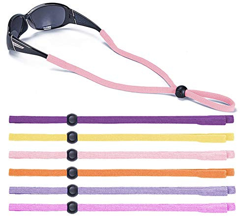 SHINKODA Brillenband für Kinder und Mädchen, Sonnenbrillen-Halteriemen, Sport-Brillenkordel mit Versteller, elastisches Brillenband, 6er-Pack, niedliche schöne Pastellfarben