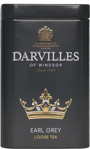DARVILLES of WINDSOR - 100g Tin of EARL GREY Loose Leaf Black Tea - Importers, Blenders & Packers of Fine Teas & Infusions since 1860 - (1 x 100g Caddy Tin)