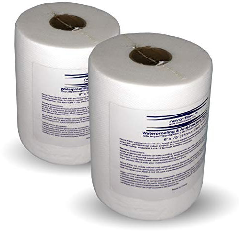 Nova-Fiber 6 x 75' Reinforcing Mesh Tape for Liquid Waterproofing Membranes in Bathrooms, Showers, Walls, Floors, and Tiles - 2 Pack