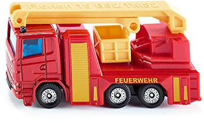 siku 1080, Feuerwehr Hubrettungsbühne, Rot/Gelb, Ausklappbare Hubrettungsbühne, Schwenkbarer Tragekorb