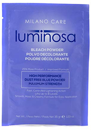 Milano Care Luminosa Blue Bleach Powder - Quick Hair Bleaching Powder for Highlights, Balayage and Painting - Plant-Based, Moisturizing, Dust Free, Up to 9 Levels Lift - Unisex