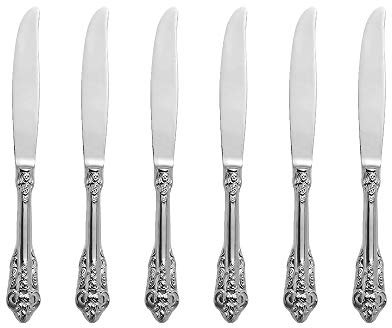 WULUN Set di posate in argento barocco, stile antico, in acciaio inox 18/10 lucidato a specchio, ideale per casa, cucina, ristorante, matrimonio, feste, tè pomeridiano, 6 pezzi, lunghezza 24.2 cm