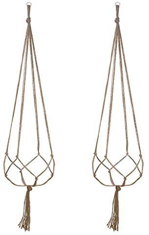 95sCloud 2er Set Makramee Blumenampel Baumwollseil Hängeampel Pflanzenaufhänger Blumentopf Pflanzen Halter Aufhänger für Innen Außen Decken Balkone Wanddekoration Gesamtlänge -35-43 Zoll. (C)