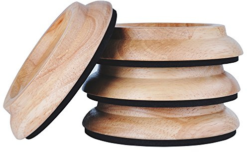 Upright Piano Caster Cups,Premium Qualität Hartholz Piano Caster Pads Möbel Bein Pad Set von 4, mit Anti-Rutsch-Feuchtigkeit-Beweis & Anti-Noise-Filz-Pads für Hartholz Bodenschoner (Naturholz)