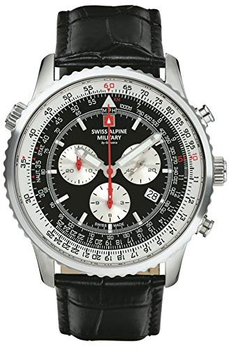Swiss Alpine Military Herren Uhr Chronograph Analog Quarz 7078.9537SAM Leder