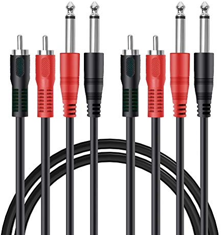 RFAdapter 2 Pack 3 feet Dual 1/4 to RCA Cable Audio Interconnect for Mixer, Amplifier, Microphone, Camera etc