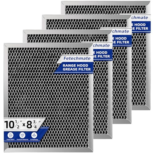 97007696 Charcoal Filter Replacement for Range Hood 41F Grease Filter 6105c 8-3/4 x 10-1/2 Aluminum Mesh Charcoal Carbon Filter Compatible with Most Brand Stove Vents -4 PACKS by Fetechmate