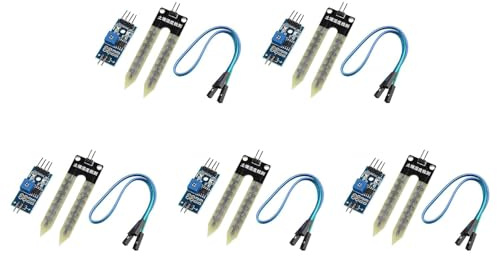 HALJIA 5PCS Soil Hygrometer Humidity Moisture Detection Water Sensor Module with Dupont Cable 3.3V - 5V Automatic Watering System Compatible with Arduino Robot Smart Car