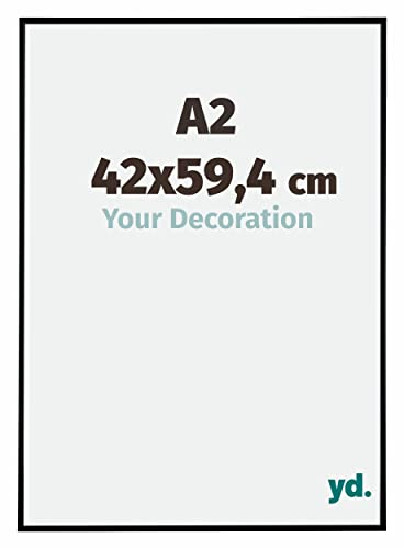 Your Decoration - Bilderrahmen DIN A2 42x59,4 cm - Schwarz Matt - Bilderrahmen aus Kunststoff mit Acrylglas - Antireflex - DIN A2 42x59,4 Rahmen - Evry