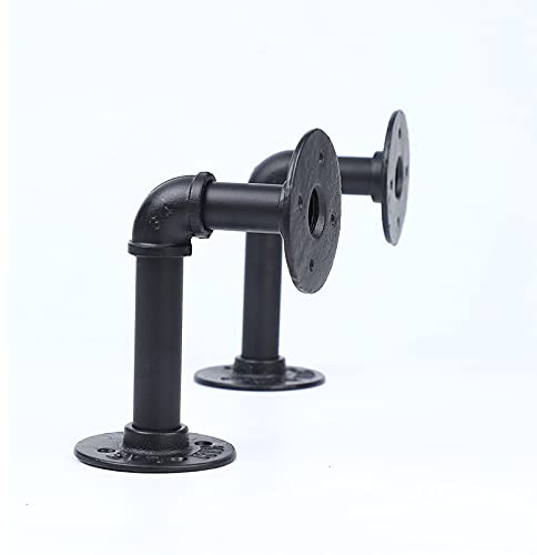 CENPEK Regalhalterungen für industrielle Rohre, schwarz, Eisenrohr, Regalwinkel für individuelle Holzregale, Wandmontage, Metall, rustikales Rohr, inklusive Hardware