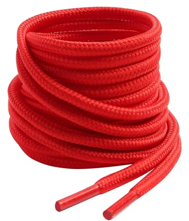 VSUDO Rote Stiefel Schnürsenkel, Red Boots Shoelace, Runde ø4 mm Rot Schnürsenkel Schuhbänder für Arbeitsschuhe/Outdoorschuhe/Trekkingschuhe/Wanderschuhe (1Paar-Rot-130cm)