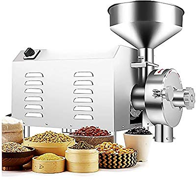 Professionnel Commercial, broyeur à Grains Moulin à céréales électrique Industriel Broyage de Poudre Extra Fine Grande capacité 1500-3000W pour soja/Poivre/épices/Herbes/café