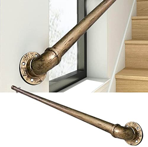 Corrimano in ottone per scale per interni Ringhiera per maniglione per esterni, ringhiera per corrimano da parete rustica, corrimano per scale antiscivolo di sicurezza per gradini del corridoio del ba
