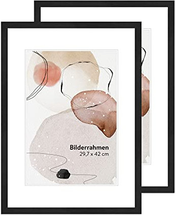 WANDStyle DIN A3 Bilderrahmen Set Schwarz, 2er Set Holzbilderrahmen 42x30 cm, Collage Bilderrahmen A3 Holz für Fotowand, 2er Pack Poster Rahmen 30x42 cm, Frames, Fotorahmen H950 - Made in Germany