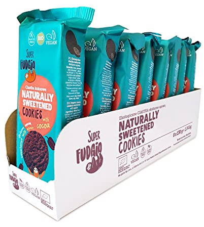 SUPER FUDGiO BIO Kekse | Organic Vegane Cookies natürlich gesüßt mit Agave - ohne Palmöl | gesundes Naschen | 8 x 130 g
