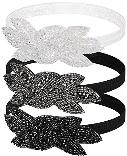 3 Stück 1920s Haarreifen Damen Gatsby Accessoires Kostüm Kristall Stirnband Kopfschmuck 1920er Haarschmuck für Frauen