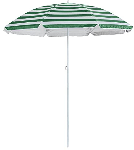 Harbour Housewares Strandsonnenschirm aus Metall - 1,8 M - Grüner Streifen