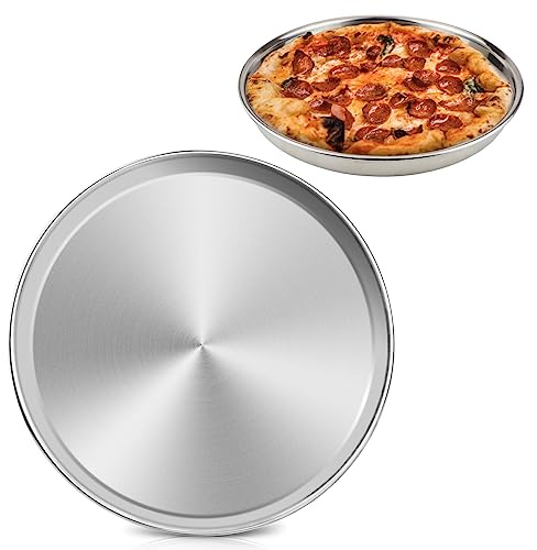 DOERDO - Bandeja de pizza de acero inoxidable de 9 pulgadas, plato hondo para horno, apto para lavavajillas, utensilios de cocina antiadherente, bandeja para hornear pasteles