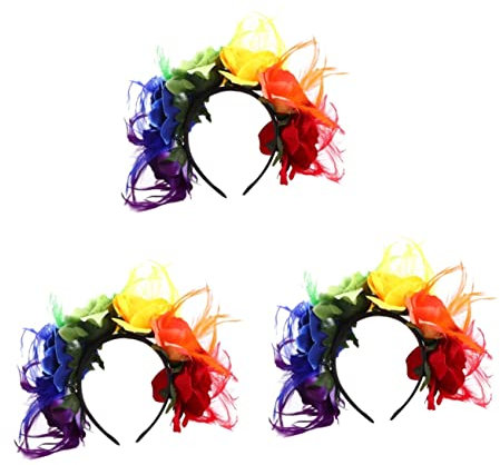 Beavorty 3stücke Bunter Blumen-haarreif Aus Rosen Für Halloween-cosplay Perfektes Haaraccessoire Für Partys Und Feiern Vielseitig Einsetzbar Und Allergiefrei Ansprechenden Farben