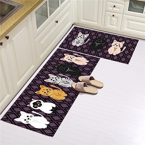 Gatos encantadores Kitty Pattern 2 Pcs Alfombras de Cocina Alfombras Conjuntos de alfombras de Piso Lavables Antideslizantes Alfombras de Dormitorio Conjuntos de alfombras de Dormitorio