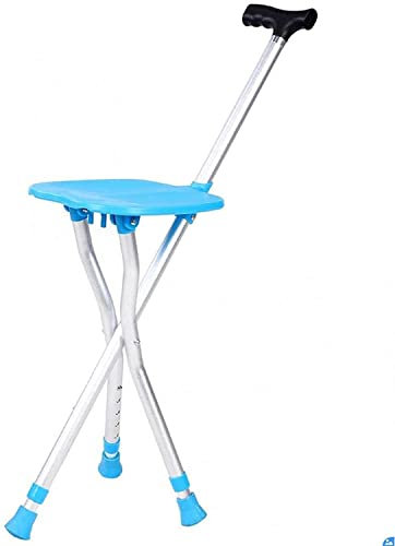 Tabouret de béquille pliant Siège de canne en aluminium pliant Tabouret de marche Bâton de marche Chaise Siège de canne réglable en hauteur Massage médical Bâton de marche avec siège Tabouret portable