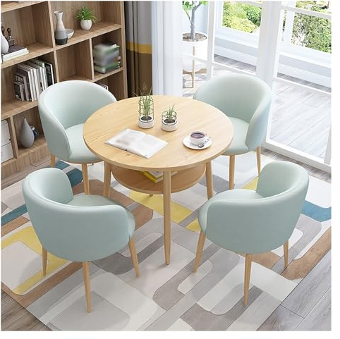 Büro-Empfangsraum-Clubtisch,Besprechungstisch,Büro-Konferenztische,Runder Tisch Und Vier Stühle,Couchtisch Und Stuhl Set,Kleine Runde Tische,Platzsparende Möbel,Kleiner Raum,Küche, (Color : Blue 1)