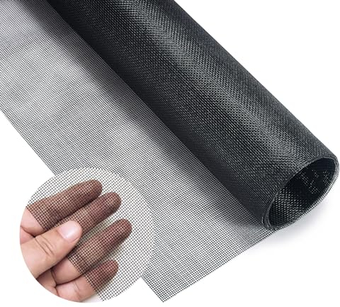 OVISEEN Fliegengitters Meterware 120 x 250 cm Fiberglas-Fliegengitter Gewebe, Insektenschutz Gaze Fenster Mesh, UV-beständig Individuell Zuschneidbar für Fenster und Türen (Schwarz)