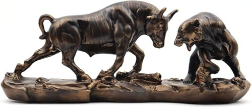 Irayin Wall Street Bull & Bear Schlacht Harz Statue, Bulle & Bear Deko, Abstrakte Figur-Bull Bear Fight Finanzmakler Geschenk, Dekoration für Wohnzimmer, Schlafzimmer, Weinschrank, Büro(Schwarz)
