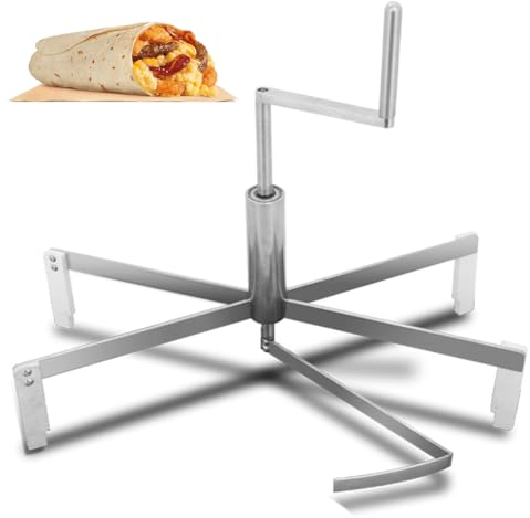 QUTBAG Strumento per spalmare crêpe, spalmatore per pastella per Pizza in Acciaio Inossidabile con Maniglia Rotante, Macchina per Pancake Manuale per Panettiere e Uso Domestico