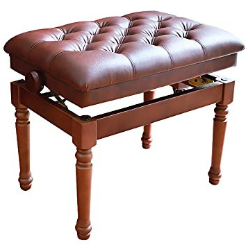 CAFIEDR Höhenverstellbarer Klavierbankhocker, importierte Buche, bequemes Lederkissen, klassischer Stil, DREI Stile verfügbar(Walnut)