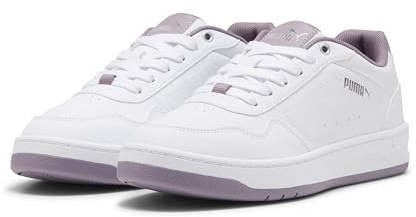 PUMA Damen Court Classy Sneaker, White-Plum Jam Silver, 41 EU, Puma White Plum Jam PUMA Silver, 42 EU