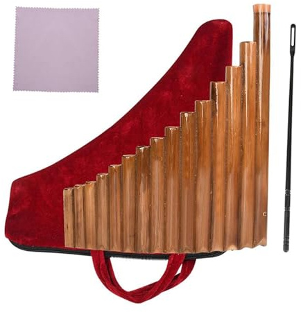 Handgefertigte Panflöte 15 Pfeifen Natürliches Bambus-Blasinstrument Panflöte G-Taste Flöte Mit Bar-Zubehör-Sets