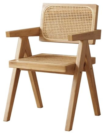 Rattan-Sessel, rutschfest, Bambus-Akzentstuhl für Esszimmer, Küche, Schlafzimmer, Wohnzimmer, robust und langlebig, Outdoor-Freizeitstuhl mit Armlehne, 1 Stück