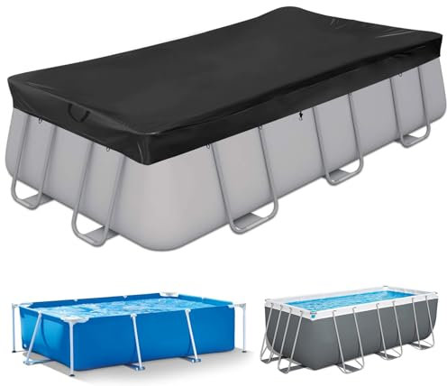 Aipwerer Copertura per Piscina Rettangolare per Piscine da 300-200 cm | Telo Copripiscina 305x205 cm | Resistente agli Strappi | Telo di Copertura per INTEX & BESTWAY Piscine (Corda Nera)