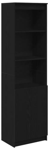 vidaXL Aparador Alto Roble Negro 50x35x180 cm Madera de ingeniería, Armario, Armario Auxiliar, Armario de almacenaje Alto, Armario de almacenaje