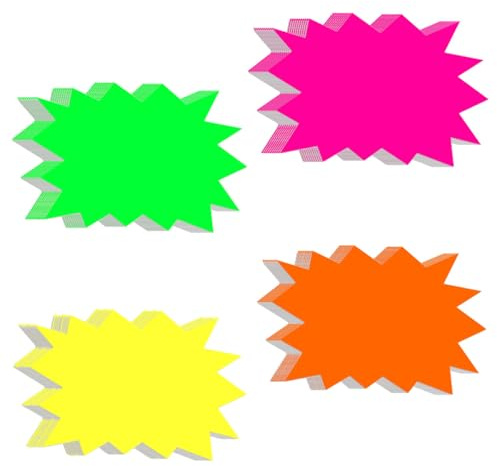 80Pcs Fluorescent Price Signs 4 Colors Price Labels Blank Star Shape Price Tags Sale Signs for Party Favors Retail Store Supermarket Grocery