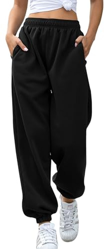 Neteson Pantaloni Sportivi Donna Larghi Vita Alta Pantaloni della Tuta Yoga con Tasche Pantaloni da Jogging Casual a Gamba Larga per Fitness Sport Jogger Running