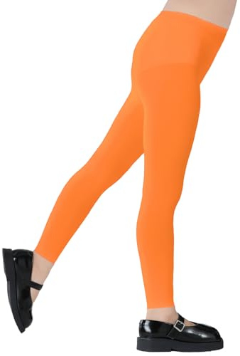 LinkSphere Girls Footless Tights Dance Ballet Tights Semi Opaque School Uniform Microfiber Leggings(2-4Years, Orange)