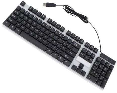 Operitacx Clavier Gamer USB Filaire, Éclairé, Étanche, Portable, Plastique Noir, Compatible Téléphone, pour Ordinateur de Bureau et Voyage