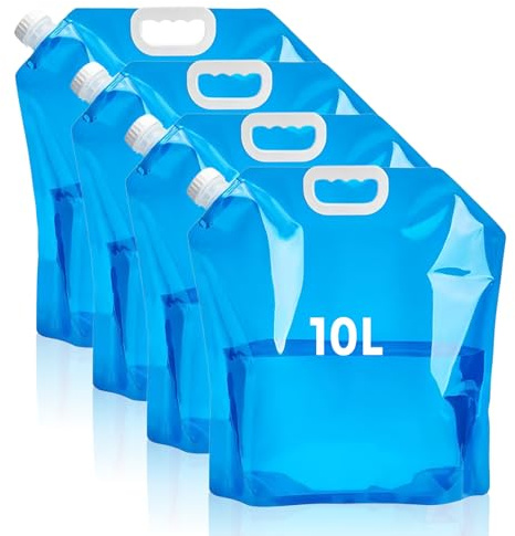 4 Pièces Jerrican Eau 10L,Sac d'eau Pliable pour Camping,Bidon à Eau Pliable avec Couvercle,Bidon Eau Pliable sans BPA pour Le Camping en Plein Air Voyage