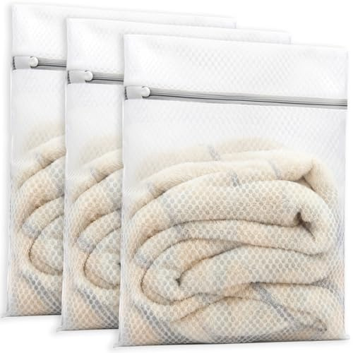 PrettyCare 3 Medium (12 x 16 in) Mesh Laundry Bags for Delicates, Durable Honeycomb Wash Bags with Premium Zippers - Laundry Essentials Mesh Bags for Lingerie, Bras, Socks, Sweater, Travel & Organize