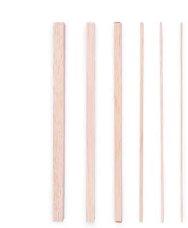 Craft Wooden Sticks 2/3/4/10/12/15mm Balsa Wood Craft Square Cudgel Model Toys Building Carving DIY(6mmX200mm 20pcs)