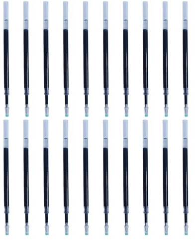 Kugelschreiberminen Schwarz,20 Stück Kugelschreiber Ersatzminen 0.5mm, Einziehbare Stift Nachfüllungen,110mm Länge,Transparente Röhrchen Kunststoff Kugelschreiber Minen für Büro, Geschäft, Schule