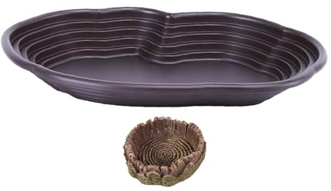Guangcailun Groddjurs livsmiljö Reptilvattenskål Bästa vattenskålar för sköldpaddor Erbjuder vila - och lekmöjligheter Reptilmatningsskål Sköldpaddor Dish Ramp, Ingen dränering, 39x26.5x5 cm