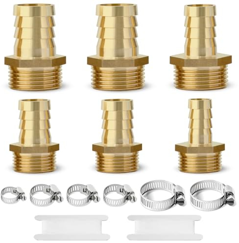Josaton 6Pcs Barb Hose Connector Set, 1 and 3/4 BSP Male Thread Hose Tail