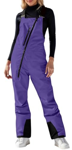 Pantalones de esquí para mujer y hombre, resistentes al agua, resistentes al viento, pantalones de nieve forrados cálidos, monocolor, mono, peto, con cremallera, pantalones de snowboard, pantalones de